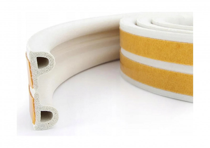 Уплотнитель бытовой резиновый WALLS Р-профиль самоклеющийся белый 10м