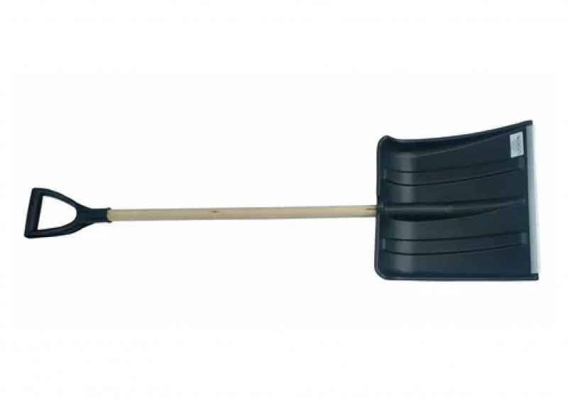 Лопата снеговая №1 пластмас оцинкованная планка 380х365 ф32 V-обр ручка дер/черенок МЕТЕЛЬ