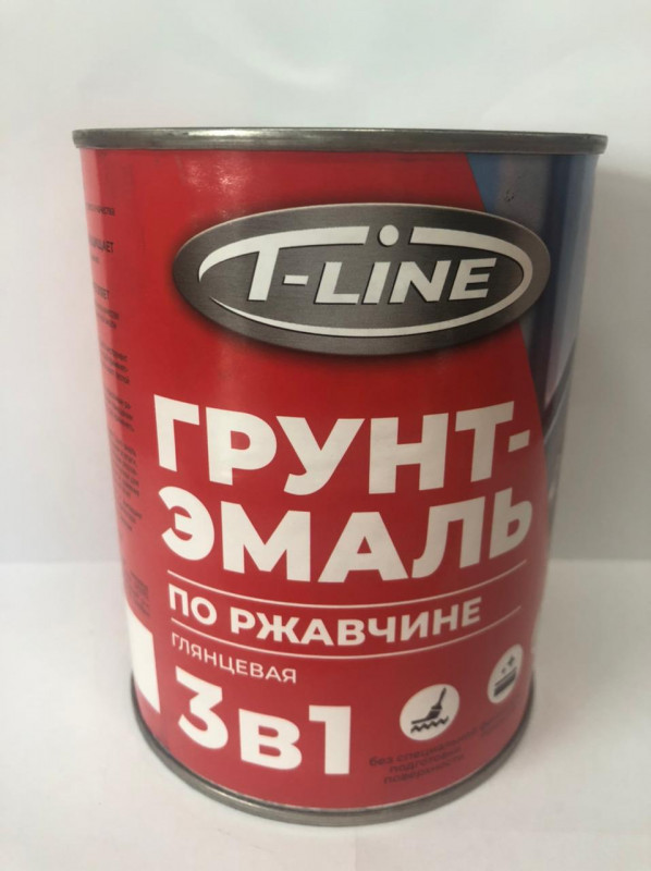 Грунт-эмаль по ржавчине 3в1 0,8кг серая T-line