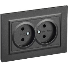 Розетка 2-м СП б/з 10А РС12-2-БрЧ без шторок черная BRITE IEK