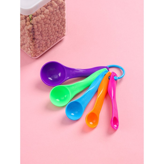 Набор мерных ложек 5шт:1мл, 2,5мл, 5мл,7,5мл,15мл, цвет микс, "Креатив"